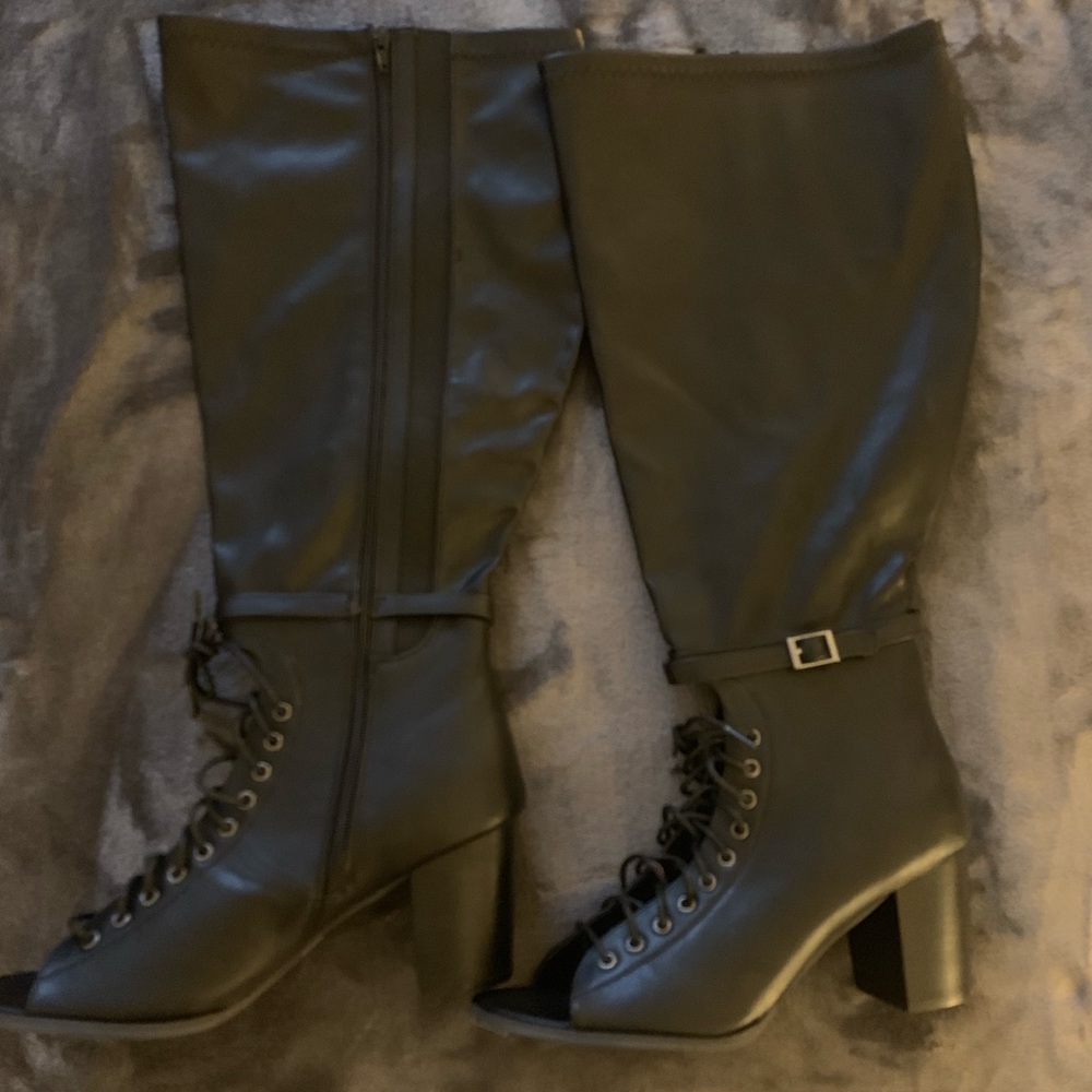 Torrid Wide Calf PeepToe Lace Up Knee High Boots